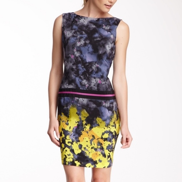 Suzi Chin for Maggy Boutique Watercolor Drop Waist Silk Shift Dress - Picture 1 of 9